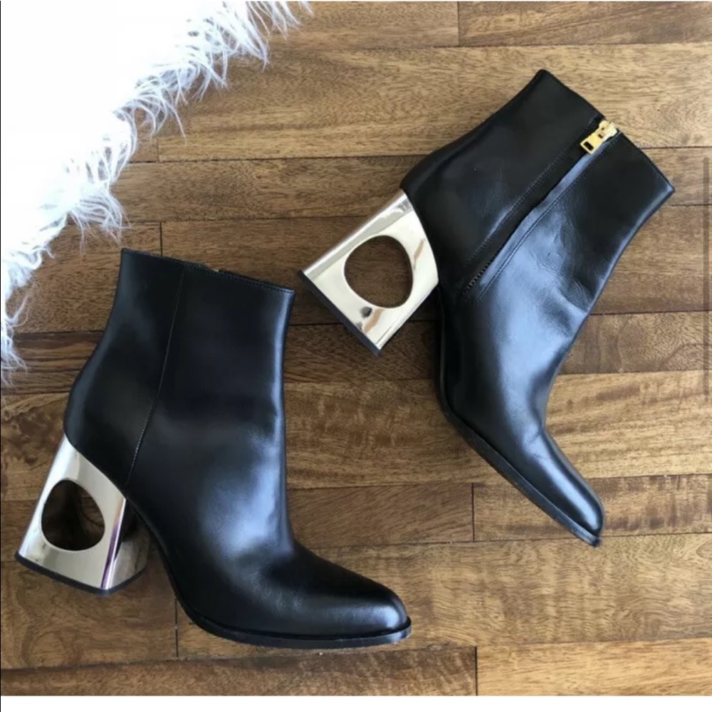 Marni Cut Out Block Heel Leather Black Booties size 9.5 - Picture 6 of 9